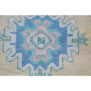 Alfombra de 1.2x3.37 pies, Alfombra Turca Vintage Pequeña, Alfombra de Lana Azul - Product Image 5