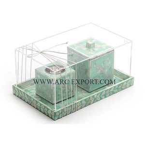 ที่จุดธูปในบ้านพร้อมถาดไม้มุกสีเขียวกล่องหวานมีฝาอะคริลิคหอมกลิ่นลาเวนเดอร์และชา - Product Image 1