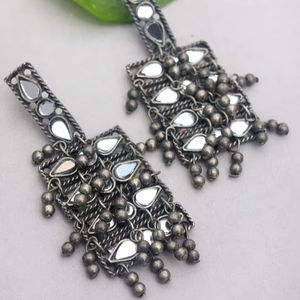 Pendientes de tuerca de espejo oxidado Aarna de alta calidad con diseño geométrico, joyería de moda, directo del proveedor indio - Product Image 1