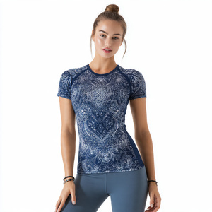 Camiseta Deportiva para Mujer, OEM, Sublimación, Camiseta de Yoga, Tops de Compresión para Mujer, Camiseta de Manga Corta Estampada - Product Image 4