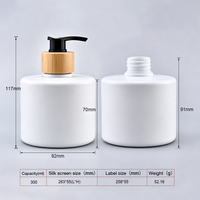 Botol Pompa Bambu Isi Ulang Gaya Alami 300ml Dispenser Sabun Cair Plastik Putih Botol Pompa Lotion Sabun Mandi