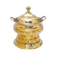 Chauffe-plat en or rose de style royal gravé pour l'équipement de nourriture de buffet d'hôtel de mariage indien