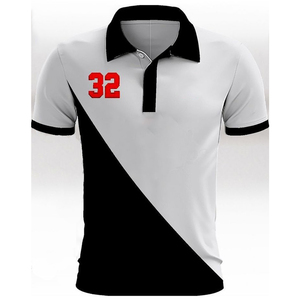 เสื้อโปโลผู้ชายสีดำและสีขาวมีโลโก้ระเหิด100% เสื้อโปโลกอล์ฟดีไซน์ตามสั่งแนวสตรีท - Product Image 1