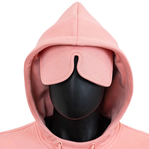 เสื้อฮู้ดดีไซน์ใหม่เพื่อการเดินทางที่สบาย พร้อมช่องใส่ที่ปิดตาสำหรับเครื่องบิน ผ้าฟลีซคอตตอน 500 แกรม พร้อมที่ปิดตาในตัว - Product Image 3