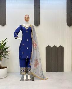 PANTALON DE COSTUME DE TRAVAIL DE BRODERIE DE SÉQUENCE DE STYLE DE CRÉATEUR AVEC DUPATTA - Product Image 5