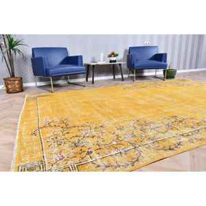 Alfombra Vintage de 6.8x10.1 pies, Alfombra Oriental Amarilla de Lana - Product Image 2