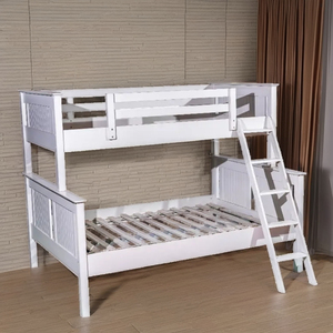 Dakota Modern Design Eco-Friendly Durable Comfortable Extendable Foldable <b>Bunk</b> <b>Bed</b> White Rubber <b>Wood</b> <b>Solid</b> Construction - Product Image 2