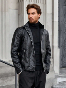 New Style <b>Winter</b> Men's Plus Size <b>Waterproof</b> Breathable Knitted Bomber/Puffer <b>Jacket</b> with Zipper and Cotton Filling Calf Skin - Product Image 4