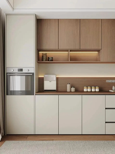 Buffet contemporain pour salle à manger avec éclairage LED intégré, rangements intégrés, étagères pour vin et dimensions personnalisables - Product Image 3
