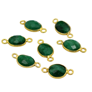 Conector de piedras preciosas esmeralda de 17X8mm(2 bucles), Plata de Ley chapada en oro de 18 quilates, forma geométrica, fabricación de joyas, abalorio, C152-153 - Product Image 3