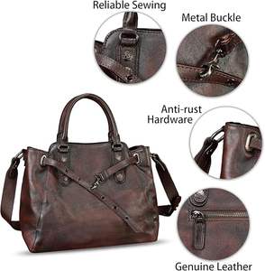 OEM personnalisé élégant élégant en cuir de vachette pour femmes sac fourre-tout véritable sac à bandoulière fabriqué à la main à la mode en gros - Product Image 5