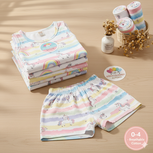 ชุดเสื้อผ้าผ้าฝ้ายสำหรับเด็กและเด็กวัยหัดเดินคุณภาพระดับพรีเมียม (พิมพ์ลายยูนิคอร์น) - Product Image 3