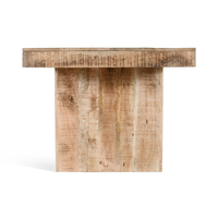Fait à la main avec bois de manguier massif en finition naturelle dalle pieds de salle à manger Hollo Table à manger de salle à manger rétro et industrielle