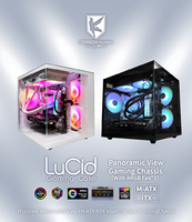 KINGSMAN GAMING White Mid Tower MicroATX ITX Panoramic View Gaming PC Case 3 ARGB Fans 320mm GPU Support Tempered Glass Side