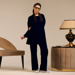 Suéter de Invierno Moderno Fresh Drop, Abaya Moderna para Mujeres Musulmanas, Blusa de Manga Tejida, Pantalones Anchos, Conjunto de Dos Piezas, Ropa Islámica - Product Image 1