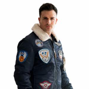 แจ็กเก็ตบอมเบอร์สำหรับผู้ชายเสื้อแจ็คเก็ตนักบินสไตล์แพทช์ออกแบบได้ตามต้องการ - Product Image 6