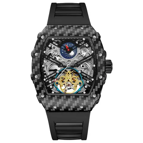 men automatic swiss watch style eta Waterproof watches decoration carbon fiber watch