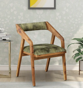 Chaise de salle à manger en teck au design moderne, siège rembourré en velours, accoudoirs réglables, finition en bois naturel durable pour la maison et l'hôtel - Product Image 2