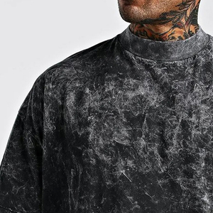 Camiseta con estilo de algodón y poliéster Unisex ODM de alta calidad para hombre, camisetas Vintage lavadas con ácido de peso pesado al por mayor para hombre - Product Image 3