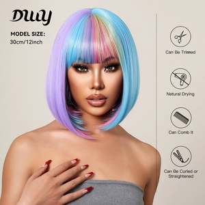 Sophia-DWY Premium High Quality Small Cap Size Synthetic <b>Wig</b> 30-32 Inches Loose Wave & Braids Style with Bangs Fiber Material - Product Image 6