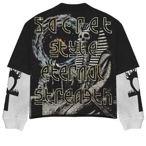 Fabricant personnalisé Logo personnalisé Double couche T-shirt à manches longues QUICK DRY 100% coton sérigraphié Boxy Crop t Shirt pour homme - Product Image 6