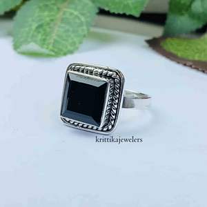 Anillo hecho a mano de Plata de Ley 925 superventas, piedra preciosa de ónix negro Natural, ajuste de bisel de diamante, joyería fina para mujer - Product Image 2
