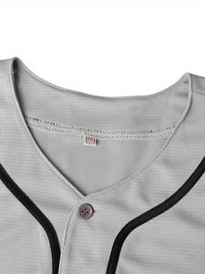 <b>Dropshipping</b> Men's Baseball Jersey Button Down Shirts Short Sleeve Hip Hop Sports Uniforms Custom Baseball Blank Custom Jersey - Product Image 4
