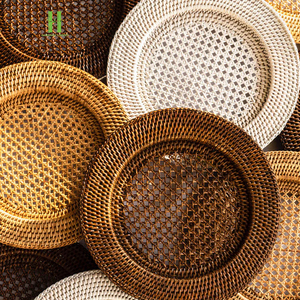 Napperon rond en osier brun tendance Plaques de chargeur en rotin Boho pour la décoration de table OEM avec quantité minimale de commande bas de l'usine du Vietnam - Product Image 4