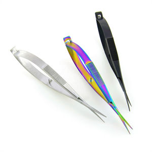 Micro ciseaux professionnels 4.5 \ "rose foncé pour le type de beauté des sourcils et des ongles avec une action de ressort extra tranchante personnalisée et emballée - Product Image 4