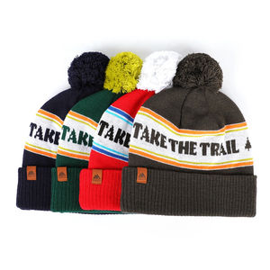 Custom Logo Trendy High Quality Acrylic Warm Winter Hats Caps Plain Dyed Skullies Pom Pom Knitted <b>Beanie</b> <b>Waterproof</b> Fashionable - Product Image 6