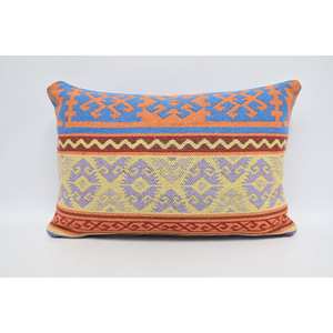 Multicolored Bohemian Wool <b>Pillow</b> 16x24 Inch Geometric Vintage Patterned <b>Cushion</b> Luxury Woven Decorative <b>Cushion</b> 18x18 Inch Size - Product Image 1