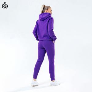 Nuevo chándal de mujer de diseño totalmente liso de calidad superior 100% Material de algodón pulóver sudaderas con capucha y conjunto de joggers - Product Image 2