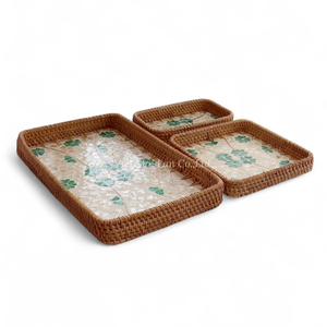 ถาดหอยมุกธรรมชาติทำมือสไตล์คลาสสิกพร้อมหวายสำหรับเสิร์ฟบนโต๊ะอาหาร - Product Image 2