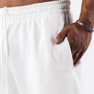 กางเกงวิ่งจ๊อกกิ้งกีฬาลำลองของผู้ชายผ้าฟลีซสีทึบน้ำหนักมากสำหรับฟิตเนสวิ่งยิมการฝึกเย็บปักขนาดใหญ่พิเศษ - Product Image 5