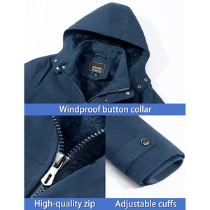 Blouson d'aviateur doublé en polaire décontracté de haute qualité pour hommes Manteau d'hiver personnalisé avec col montant et logo avant multi-poches - Product Image 4