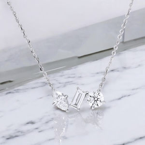 1.50Ct Baguette Marquise et Round Lab Grown Diamond Womens Pendant Colliers Made in Sterling Silver Affordable Luxury - Product Image 1