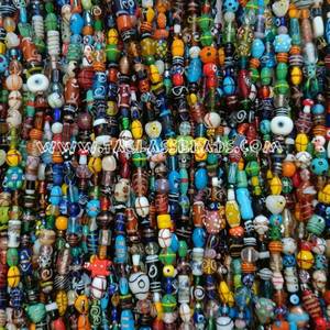 Handcrafted <b>Blue</b> Chevron Green Beads Unique Collection of Plain Glass Millefiori for Jewelry Making - Product Image 6