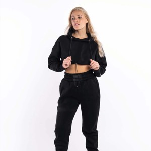 Sweat-shirt unisexe oversize en molleton de coton épais avec logo personnalisé, coupe courte, pour femme, vente en gros - Product Image 2