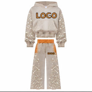 ชุดวอร์มแบบมีฮู้ดติดซิปสำหรับวิ่งชุดออกกำลังกายแบบมีฮู้ดติดพลอยเทียมโลโก้ออกแบบได้ตามต้องการเซ็ตกางเกอร์ใส่ได้ทั้งผู้หญิงและผู้ชาย - Product Image 5