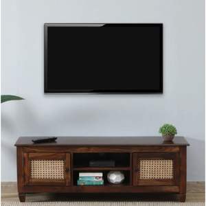 Kalki Console TV contemporaine en bois de Sesham Finition en teck provincial résistant aux rayures pour téléviseurs jusqu'à 55 ''pour le salon - Product Image 1