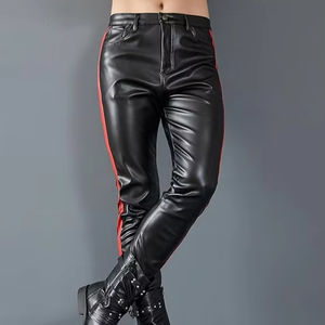 Pantalon cargo en cuir de vache véritable pour homme, avec empiècements matelassés, pantalon en cuir véritable pour homme - Product Image 1