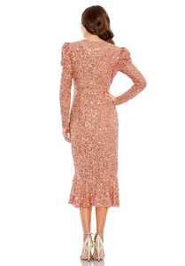 ชุดเดรสประดับด้วยลูกปัดสำหรับงานเลี้ยงตอนเย็นงานพรอมสีโรสโกลด์ยาวทรงตรงเข้ารูปแบบเจ้าหญิงสำหรับงานแต่งงาน - Product Image 6