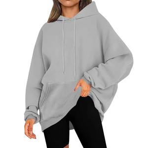 Sudadera Larga de Invierno para Mujer, Estilo Holgado, Tejido de Terciopelo Acogedor, Ajuste Relajado, Manga Abullonada, Logotipo Frontal, 100% Algodón - Product Image 5
