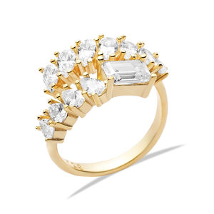 Baguette Zircon Stone Cluster Ring Venta al por mayor Turco 925 Sterling Silver Joyería fina hecha a mano - Product Image 3