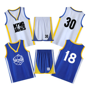 Le maillot réversible Offre Spéciale de basket-ball d'enfants conçoivent en fonction du client l'uniforme du polyester 100% imprimé du Pakistan - Product Image 1