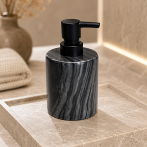 Distributeur de savon en marbre noir mat, pompe noire mate, flacon de lotion en pierre naturelle pour salle de bain d'hôtel (vente en gros) - Product Image 4
