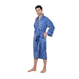 Peignoir Kimono Léger 100% Coton pour Homme avec Poches, Long et Confortable pour Spa, Resort, Plage, Taille Unique - Product Image 5