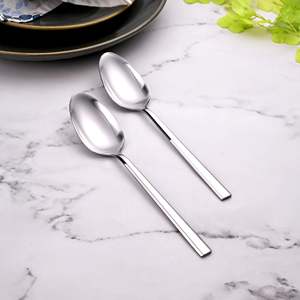Sleekline <b>Set</b> of 2 Stainless Steel Salad Shell <b>Tea</b> & Honey Spoons with Long Wooden Handle for Parties and Desserts - Product Image 1