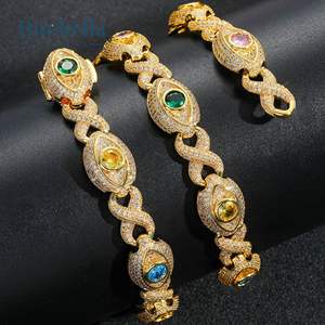 Collier pour homme en argent 925 plaqué or 14K 14mm Moissanite Diamond Eyes Infinity Sign Fancy Color Diamond Necklace Foe Men Gift - Product Image 5