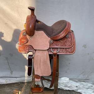 Ensemble de selle western en cuir de qualité supérieure avec décorations Barrel Roper Racing Artwork, en bois |   Ensemble de matériel équestre en acier inoxydable façonné à la main, sans clous - Product Image 5